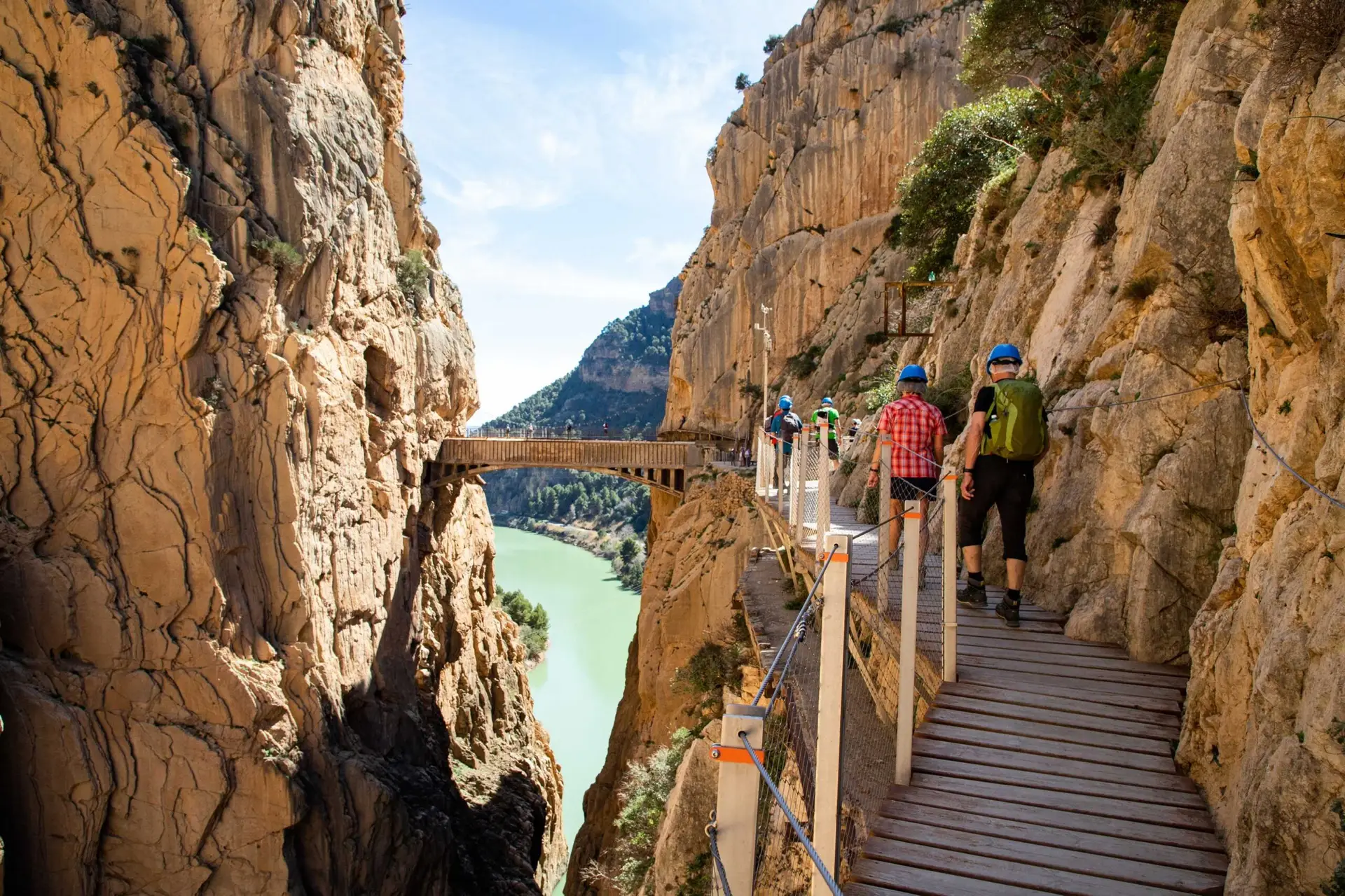 elderly couple trekking in Caminito Del Rey Trail in Andalusia